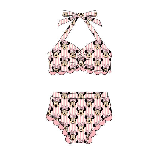 Sweetheart Ruffle Bikini - Girly Stripes