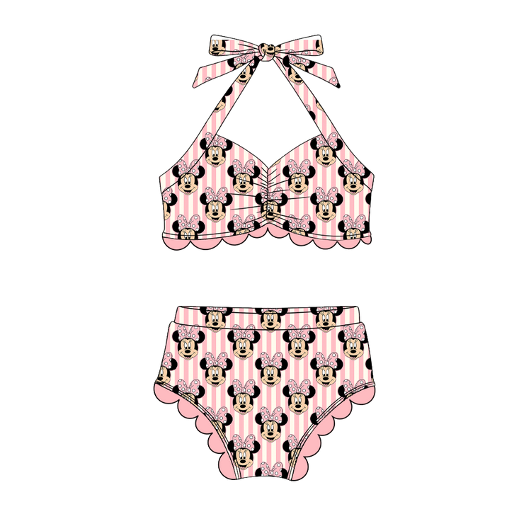 Sweetheart Ruffle Bikini - Girly Stripes