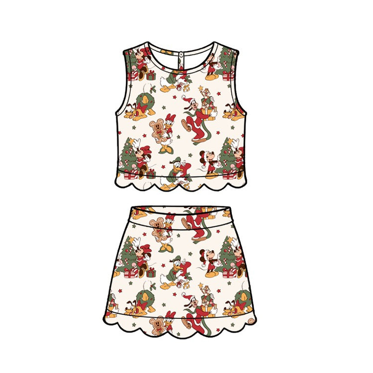 KIDS Scallop Tank + Skort Set - Night Before Christmas PREORDER