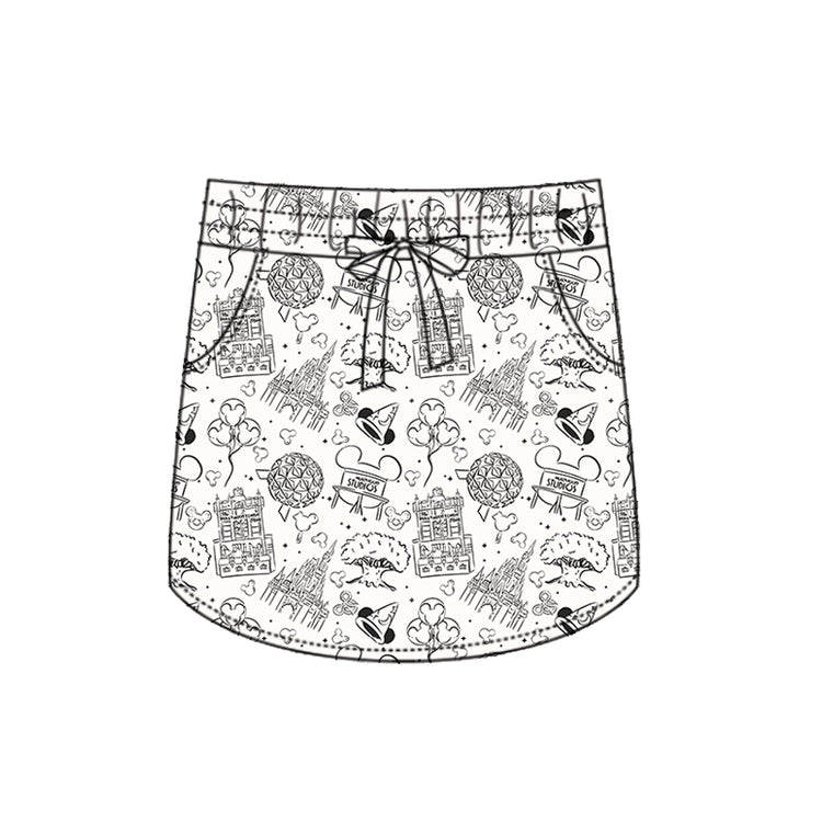 ADULT Scuba Tennis Skort - Park Hopper Icons BLACK