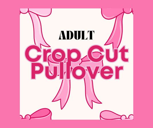 ADULT Zip Up Crop Cut Pullover - Pink Bows