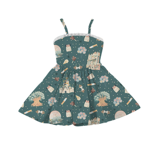 KIDS Twirl Dress - Park Day GREEN PREORDER