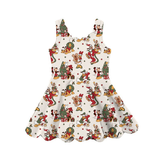 KIDS Scalloped Dress - Night Before Christmas PREORDER