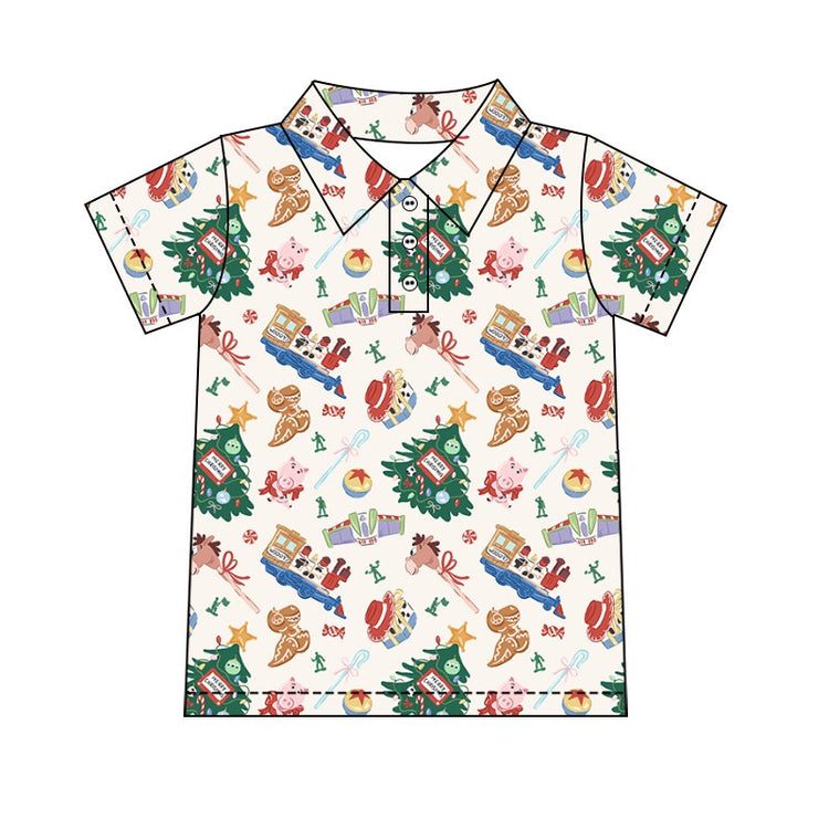 Boy's Performance Button Up - Holiday Toys PREORDER
