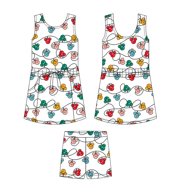 ADULT Scuba Tank Dress/shorts set - Merry Magic Holiday Lights