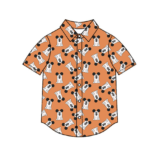 Men's Performance Button Up - ORANGE Main Street Spirits