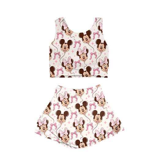 KIDS Crop + Skort Set - Bows + Balloons