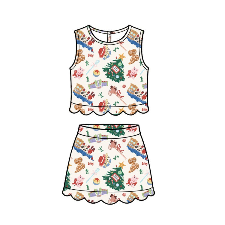 KIDS Scallop Tank + Skort Set - Holiday Toys PREORDER