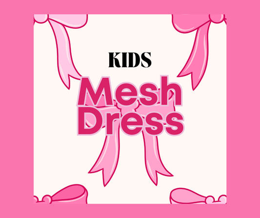 KIDS Mesh Tank Dress - Pink Bows