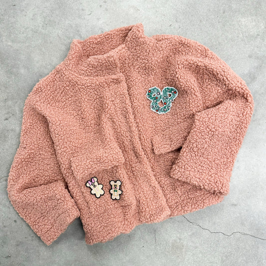Merry Magic Sherpa Patched Jacket - Dusty Rose
