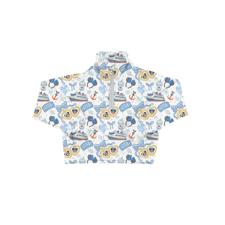 ADULT Zip Up Crop Pullover - Set Sail