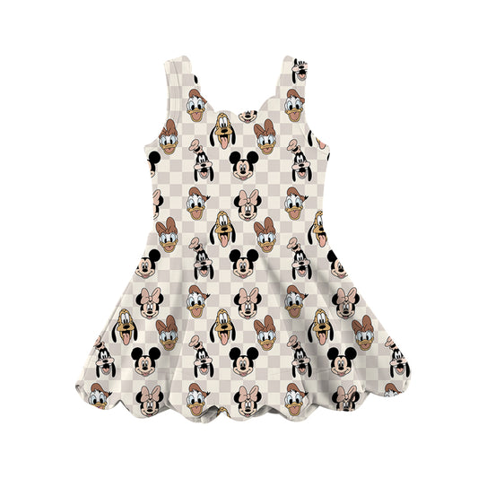 ADULT Scalloped Tank Dress - Boho Checkers