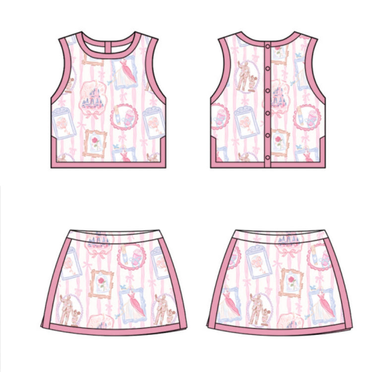 KIDS Colorblock Tank + Skort Set - Whimsy Watercolor