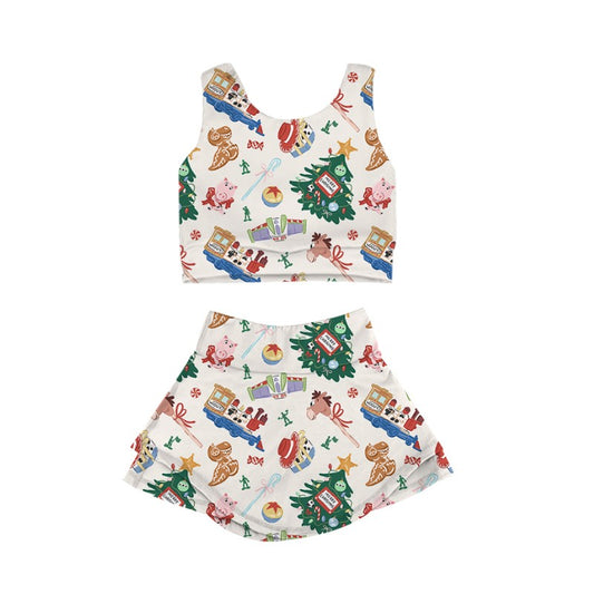 KIDS Crop + Skort Set - Holiday Toys PREORDER