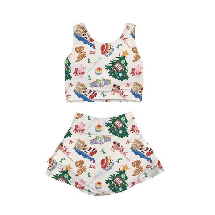 KIDS Crop + Skort Set - Holiday Toys PREORDER