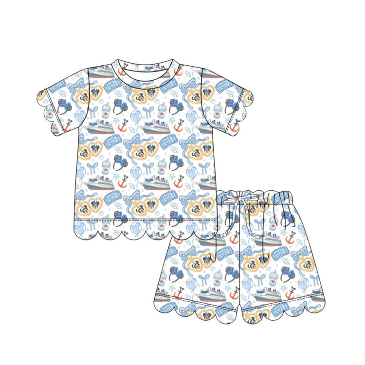 KIDS Scallop Tee + Shorts Set - Set Sail