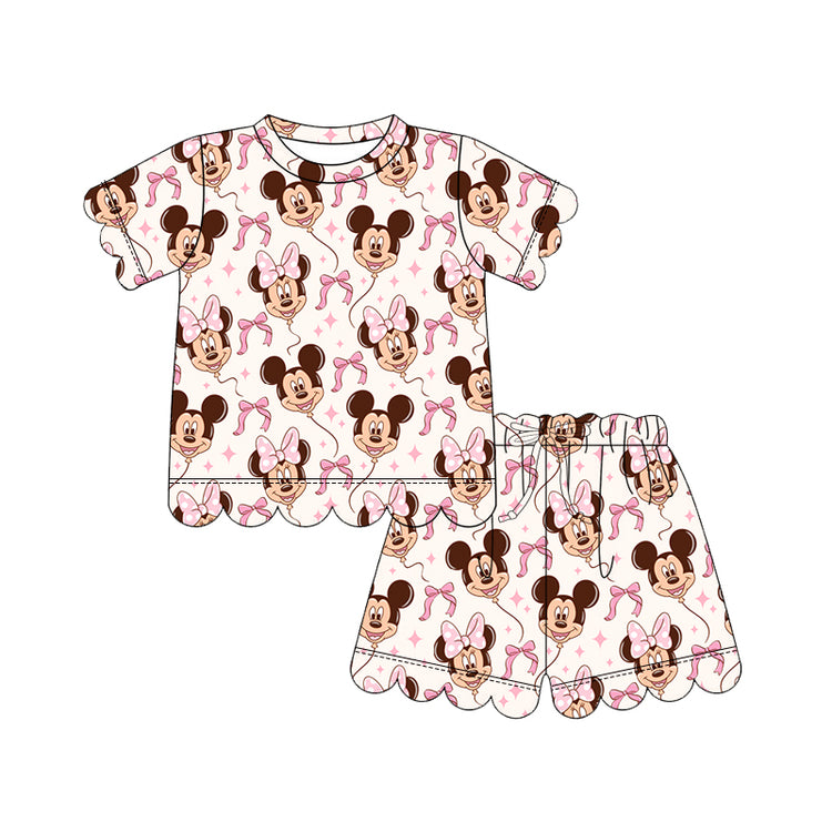KIDS Scallop Tee + Shorts Set - Bows + Balloons
