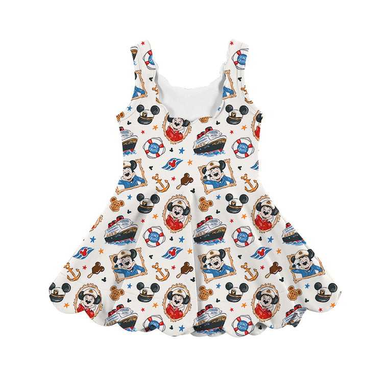 KIDS Scalloped Tank Dress - Cruise the Seas