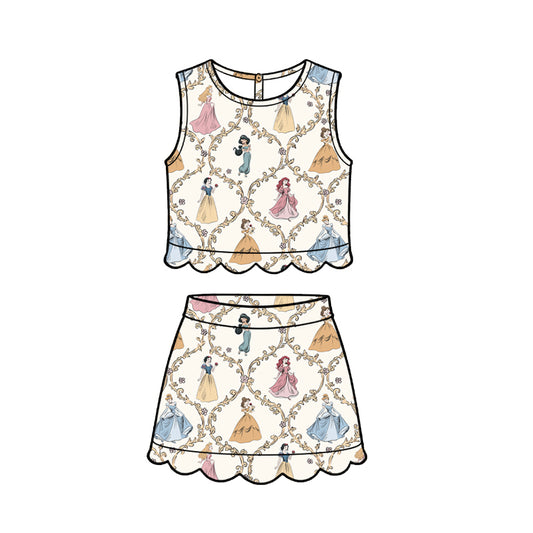KIDS Scallop Tank + Skort Set - Storybook Royalty
