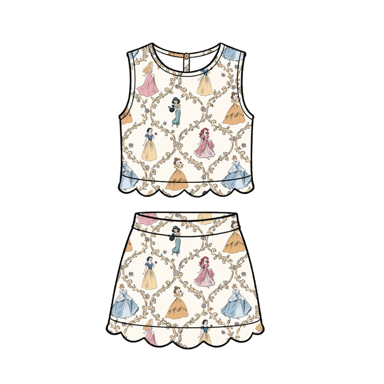 KIDS Scallop Tank + Skort Set - Storybook Royalty PREORDER