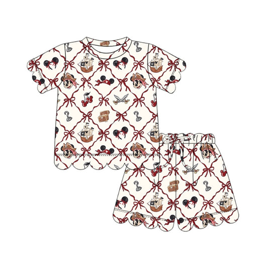 ADULT Scallop Tee + Shorts Set - Pirate Bows