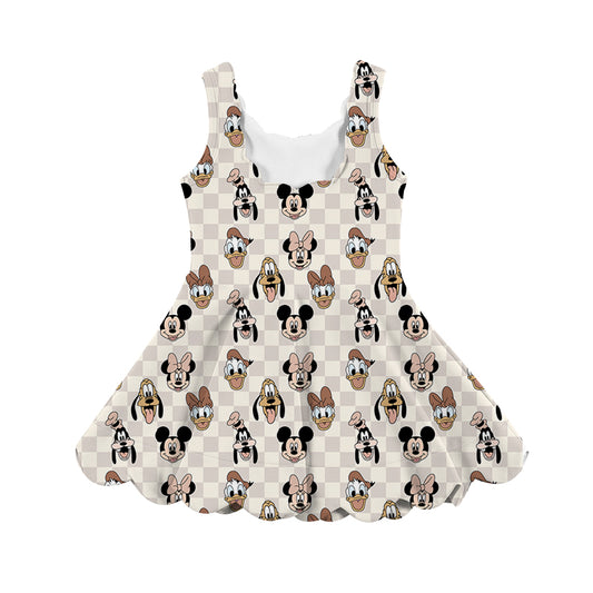 KIDS Scalloped Tank Dress - Boho Checkers