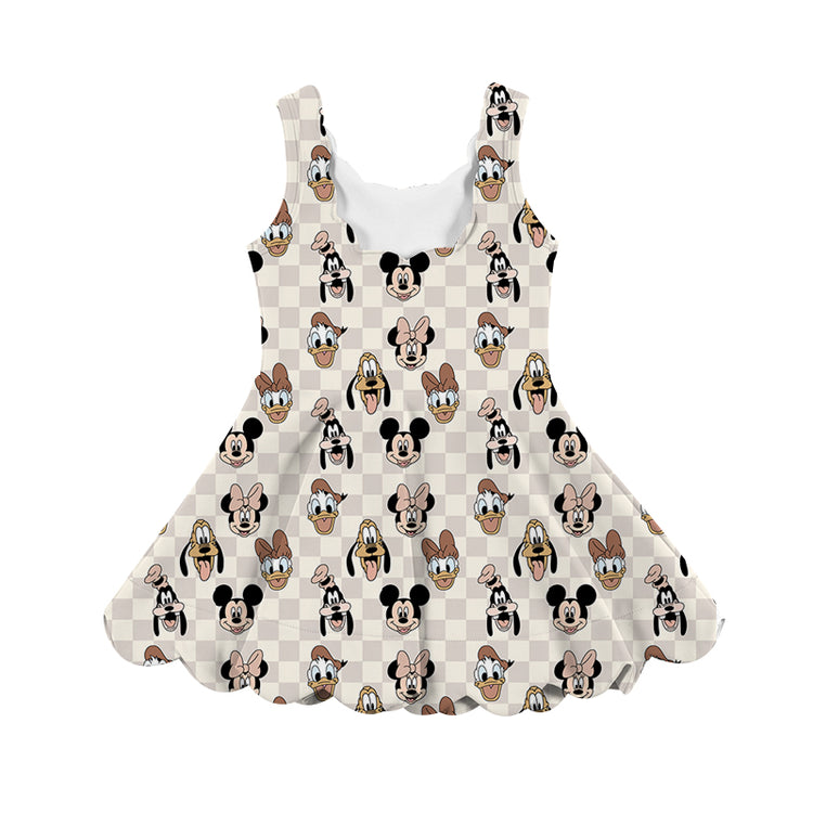 ADULT Scalloped Tank Dress - Boho Checkers