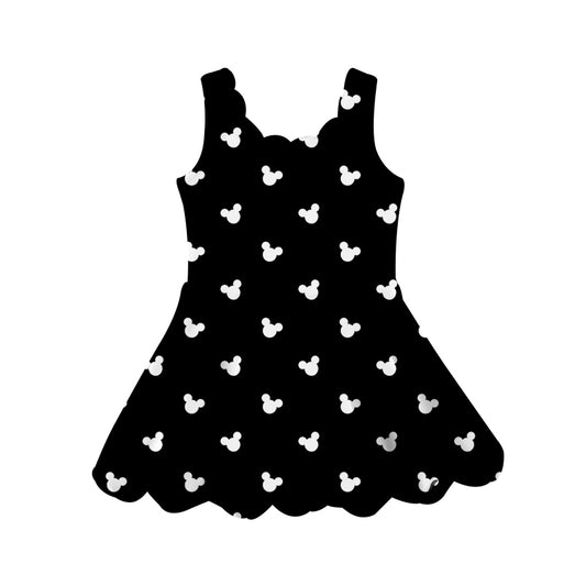 ADULT Scalloped Tank Dress - BLACK Classic