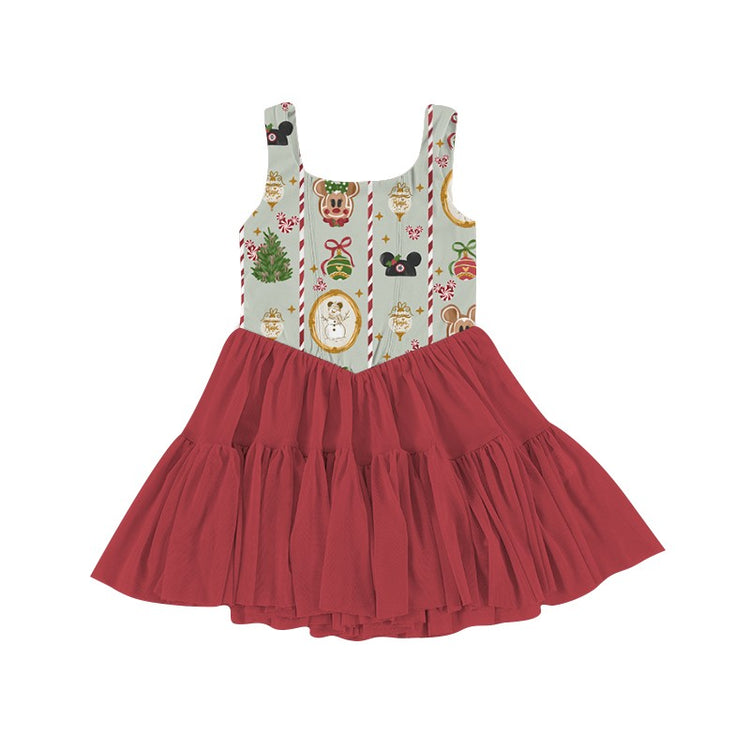 KIDS Mesh Tank Dress - Holly Jolly PREORDER