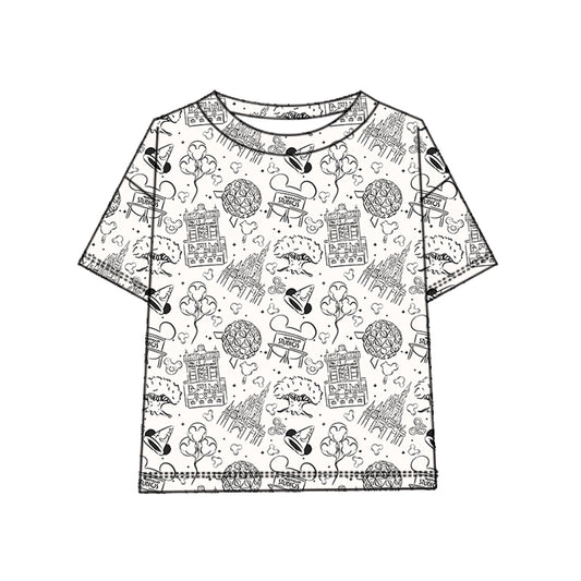 KIDS Boxy Oversized Scuba Tee - Park Hopper Icons Pink