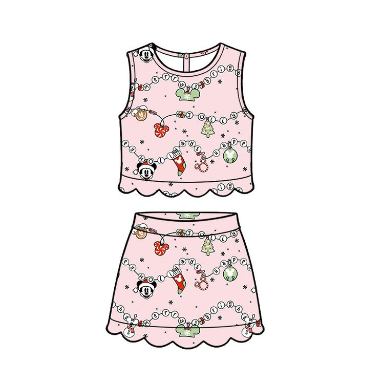 KIDS Scallop Tank + Skort Set - Merry Magical Baubles PREORDER