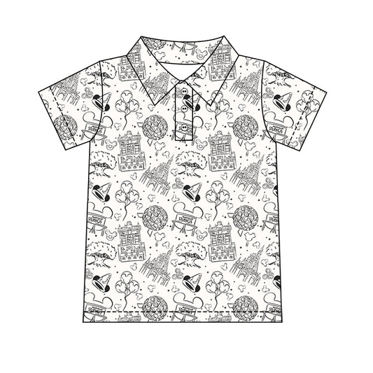 Boy's Performance Button Up -  Park Hopper Icons BLACK