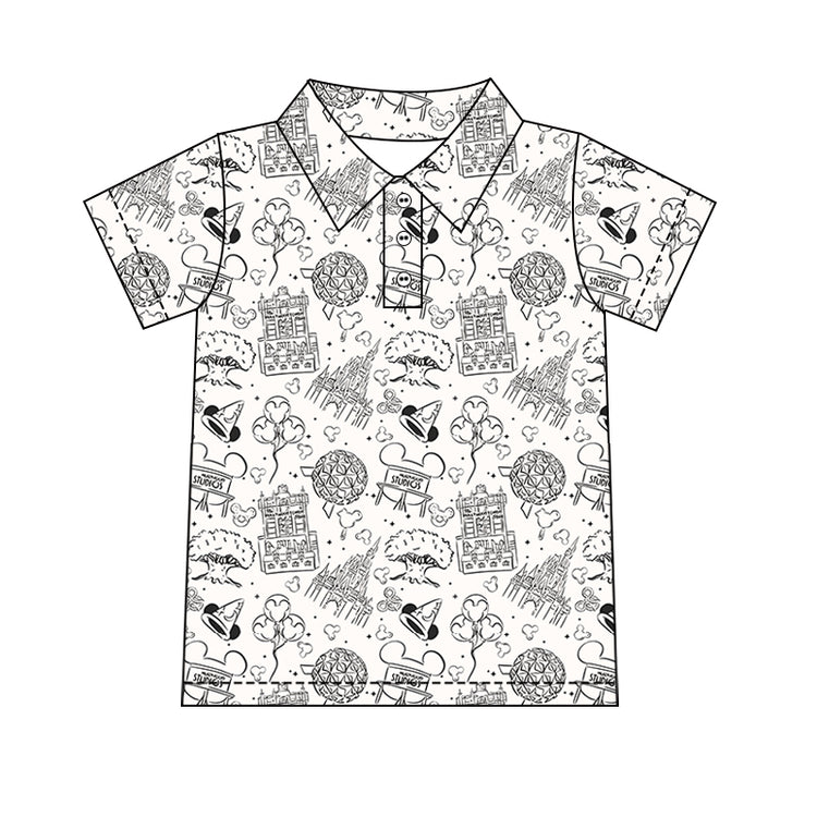 Boy's Performance Button Up -  Park Hopper Icons BLACK